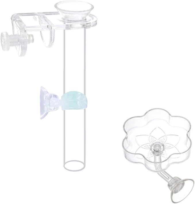 Aquarium Shrimp Small Fish Feeding Dish and Feeding Tube kit, Including Glass Feeder Tube Acrylic Feeder Dish and Holder, 3 Lengths Optional, 7.8 Inches, 11 Inches, 13.7 Inches (M-11 Inches)