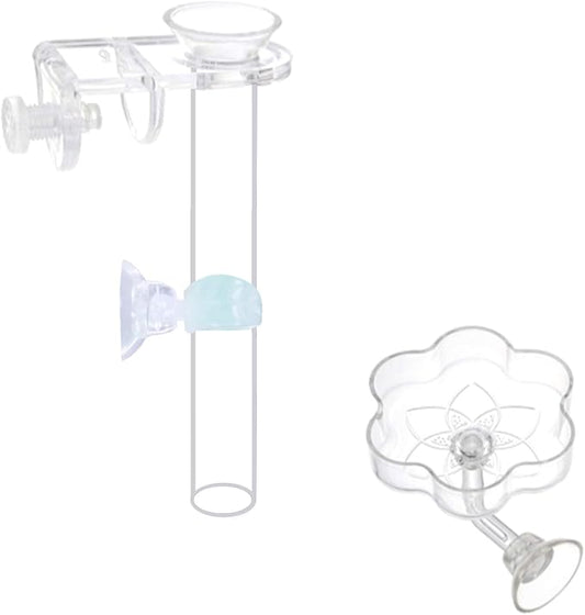 Aquarium Shrimp Small Fish Feeding Dish and Feeding Tube kit, Including Glass Feeder Tube Acrylic Feeder Dish and Holder, 3 Lengths Optional, 7.8 Inches, 11 Inches, 13.7 Inches (M-11 Inches)