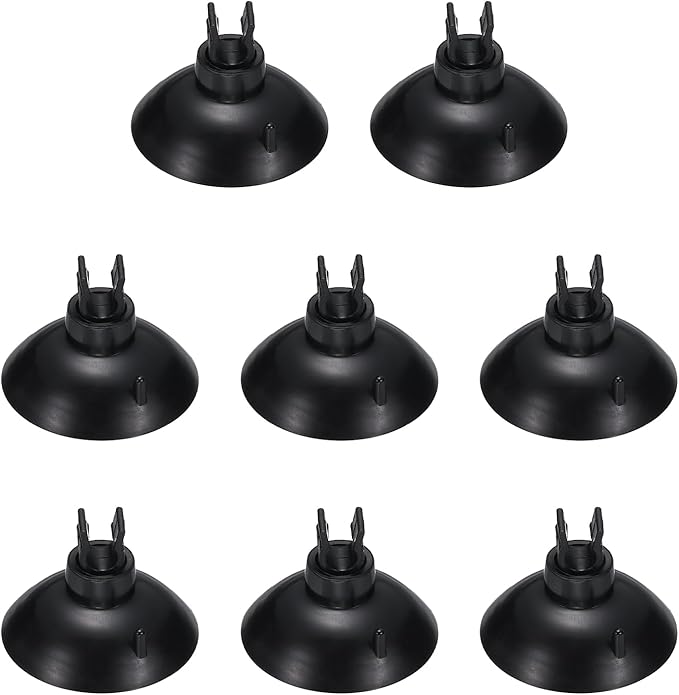 Aquarium Suction Cups, Fish Tank Suction Cups Clips Airline Tube Holders Clamps (Plastic, 8Pcs, Black) for 0.2" Fish Tank Airline Tubing Binding Moss Shrimp Nest, 5x30MM