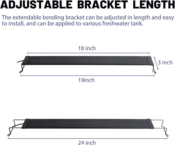 WaterRebirth Aquarium Lights Fish Tank Light 10 20 30 55 Gallon Planted Aquarium LED Light with Switch (18-24")