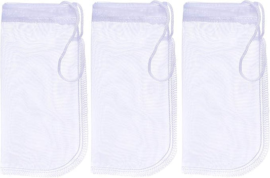 ALEGI Media Filter Bag Aquarium Extra Fine,Reusable 180 Micron Drawstring Mesh Filter Bags for Very Fine Resins Filter (7.5"*3.6" (3 Pack))