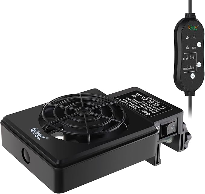 hygger Aquarium Cooling Fan Quiet Fish Tank Chiller with Adjustable Speed & Timer Aquarium Cooler for Axolotl Tank/Terrarium/Saltwater/Freshwater Accessories