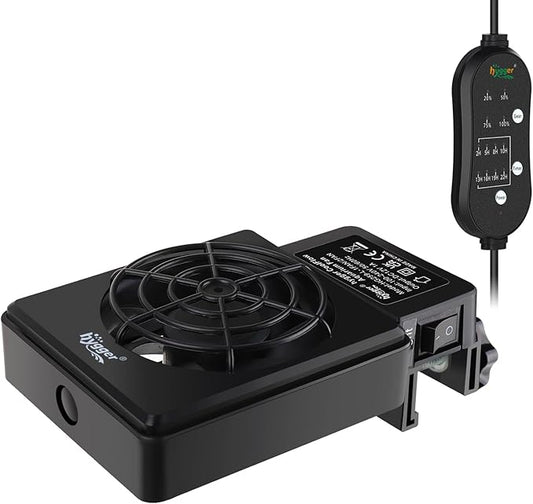hygger Aquarium Cooling Fan Quiet Fish Tank Chiller with Adjustable Speed & Timer Aquarium Cooler for Axolotl Tank/Terrarium/Saltwater/Freshwater Accessories