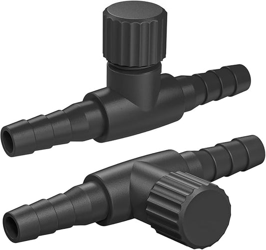 Pawfly Aquarium Air Control Valves for 3/16" ID Airline Tubing Single Way Plastic Air Flow Controllers Regulators Adjustable Black Hose Connectors Air Pump Accessories for Fish Tanks, 10 Pack