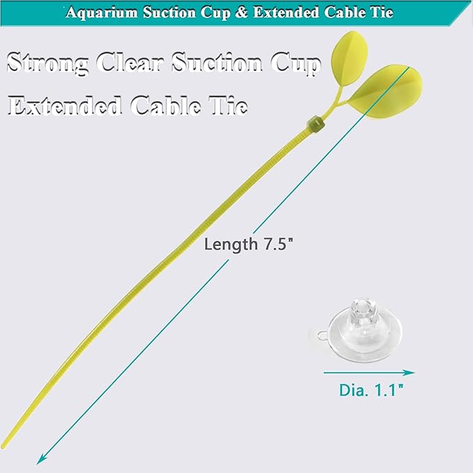 Aquarium Suction Cups and Leaf-Shaped Adjustable Cable Ties for Binding Moss Shrimp Dodging Nest, Suction Cups with Holes Aquarium Plants Holder (24)