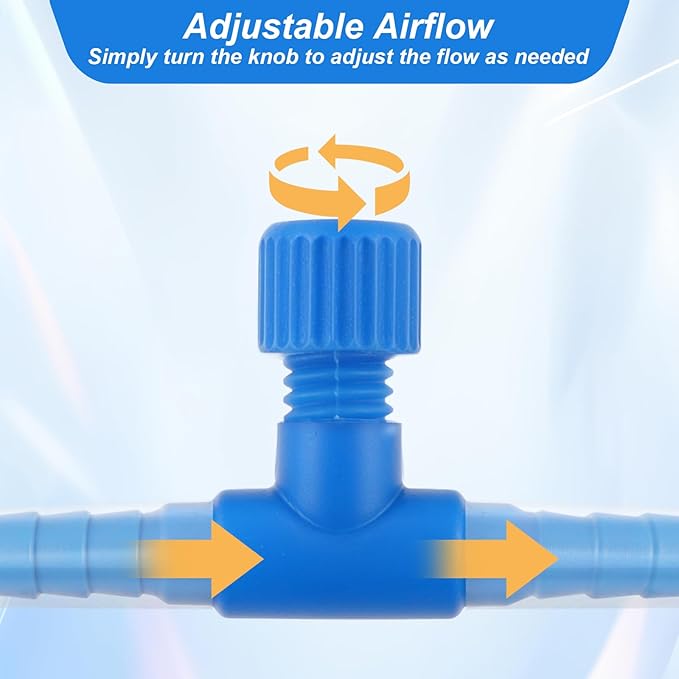 Psyqtsuary Aquarium Air Valve, 10 Pcs T Shaped Aquarium Air Control Valve Single Way Plastic Adjustable Air-Flow Control Regulator Aquarium-Air Pump Accessories for Fish Tank 3/16" ID Tubing (Blue)