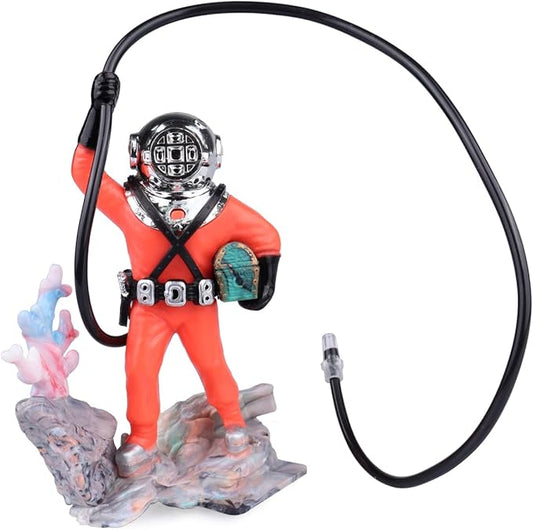 Wolfride Fish Tank Bubbler Decorations Aquarium Diver Ornament Scuba Diving Fish Tank Ornamentm, Red