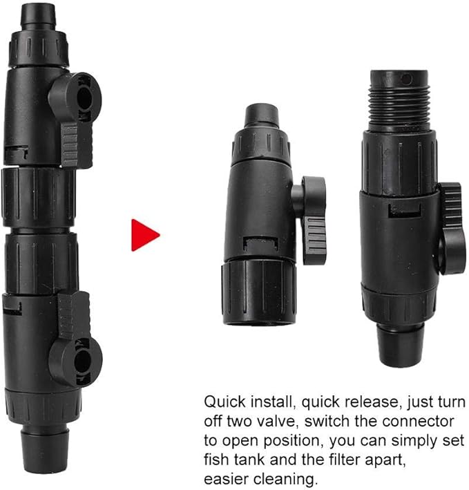 Pssopp Aquarium Hose Valve Pipe Valve Fish Quick Release Connector Aquarium WaterControl Valve Pipe Connector Adapter with Quick Release Handle(12 to 16mm)