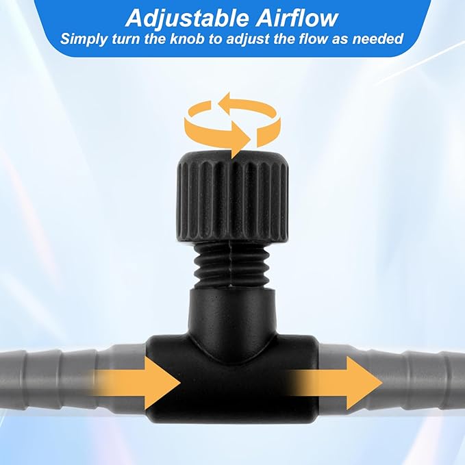 Psyqtsuary Aquarium Air Valve, 10 Pcs Aquarium Air Pump Control Valves T Shaped Single Way Plastic Air Flow Control Regulator Aquarium Air Pump Accessories for Fish Tank 3/16" ID Tubing (Black)