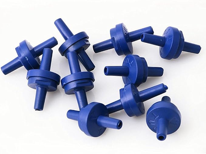 XMHF 10 Pcs Plastic Aquarium Non-Return Air Pump Check Valve Blue for Fish Tank