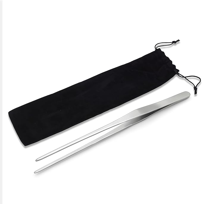 Mandala Crafts 15 Inches Silver Stainless Steel Straight Aquarium Tweezers for Aquatic Plants – Long Aquascape Forceps for Fish Tanks, Hospital Tanks, Goldfish Bowls, and Terrariums