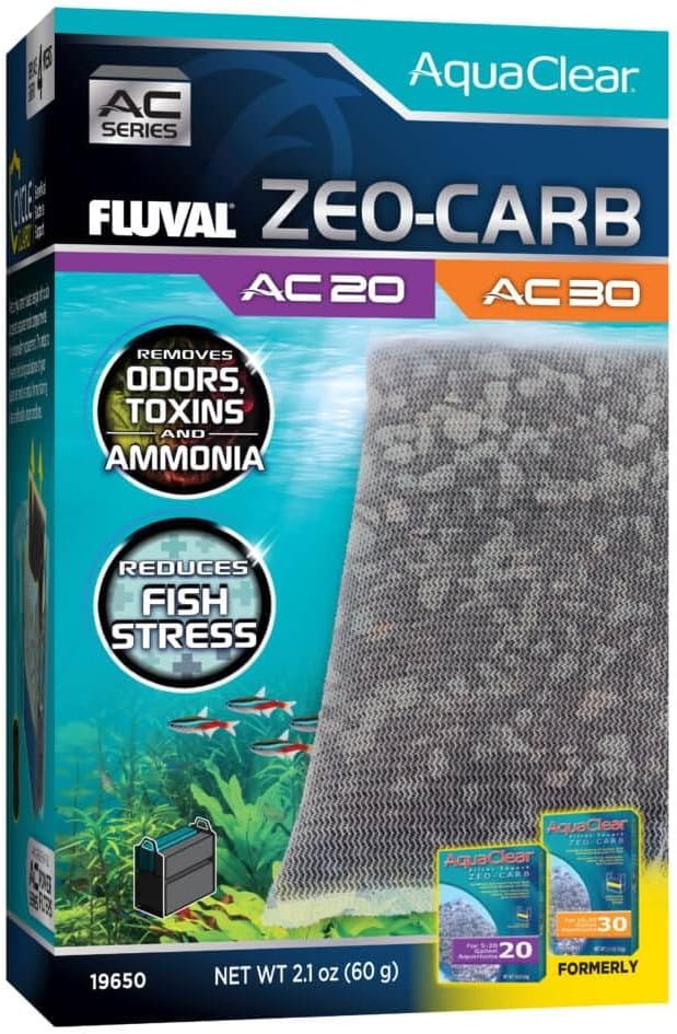 Fluval - Zeo for AC20/AC30 Power Filter, 2.1 oz / 60 g – Promotes Clear Water, Improves Fish Health, for Use in Freshwater & Saltwater Aquariums