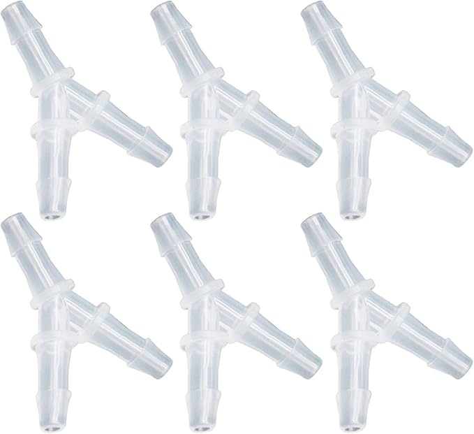 Xiaoyztan 6 Pcs Y-Type Aquarium Air Tubing Splitter Connectors Polypropylene Equal Barb Air Pump Accessories