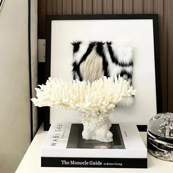 decorlWhite reefs, Artificial Coral Statues, Nautical Decorations for Beach Themed Homes, Resin Artificial Coral Ocean Decorations (Medium Code)
