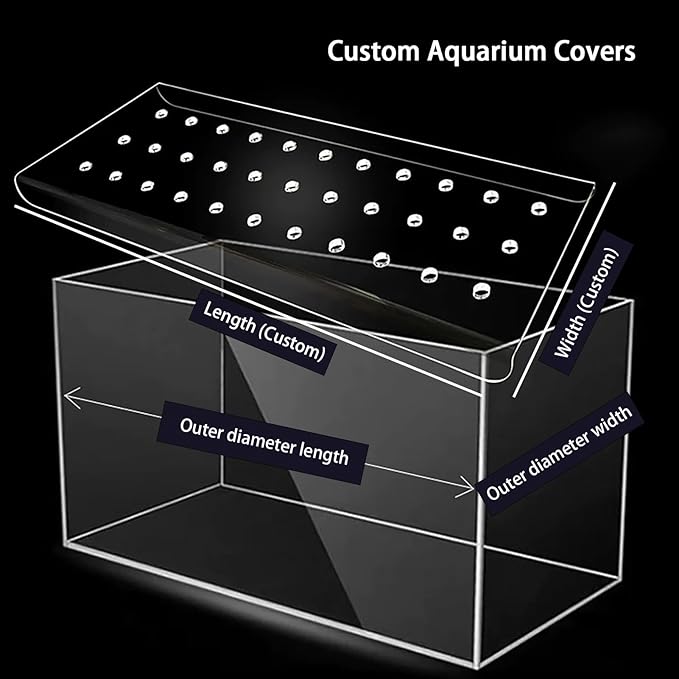 Custom Fish Tank Lid/Aquarium Lid Cover, Clear Acrylic Fish Tank Top Cover Canopy, Ventilation Transparency, Prevents Fish, Reptiles from Jumping Out