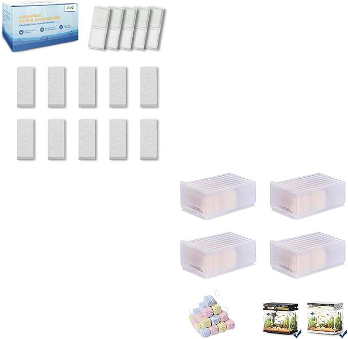 URUQ 15 Pcs Fish Tank Aquarium Top Fin Filter Cartridge & 4-Box Bio Filter Media Module