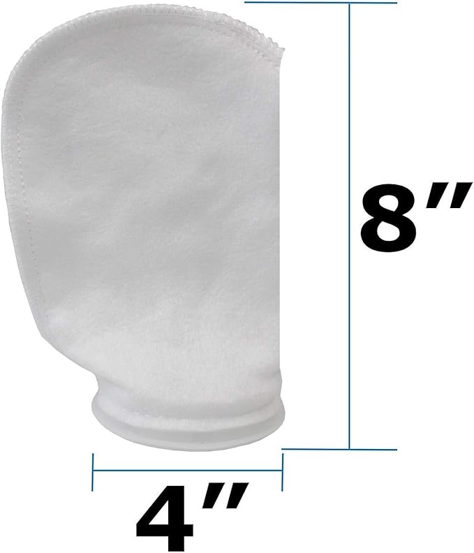 Blue Donuts Filter Sock 200 Micron, 4 Inch Ring by 8 Inch Long, Aquarium Filter Sock, Saltwater Filter Socks, Pack of 8, White