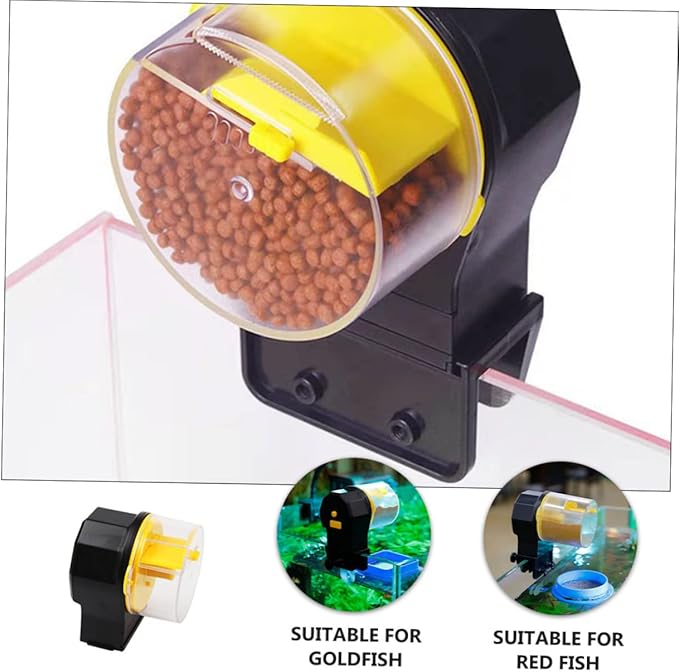 1Set Automatic Fish Feeder with Clock Timer Capacity for Aquarium for Vacation Feeding Design for Pellets Flakes Sticks