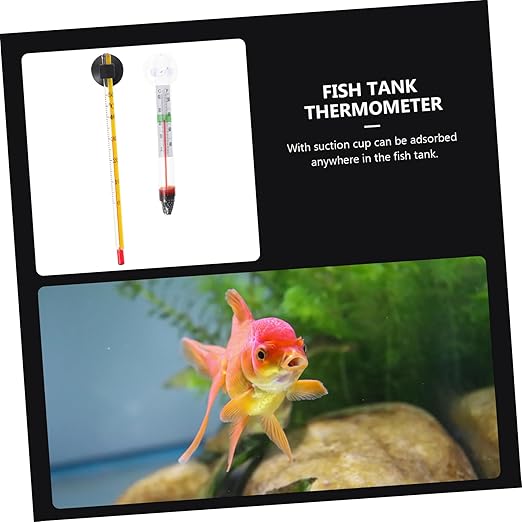 Amosfun 4pcs Fish Tank Thermometer Fish Tank Accessory Aquarium Submersible Glass Thermometer Gauge with Suction Cup Measurement Water Gauge