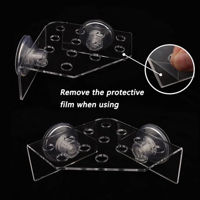 kcrygogo 13 Plug Holes Coral Frag Rack Clear Acrylic Holder Aquarium Fish Tank Button Coral Reef Broken Frame Enhanced Suction Cup (2 Pack)