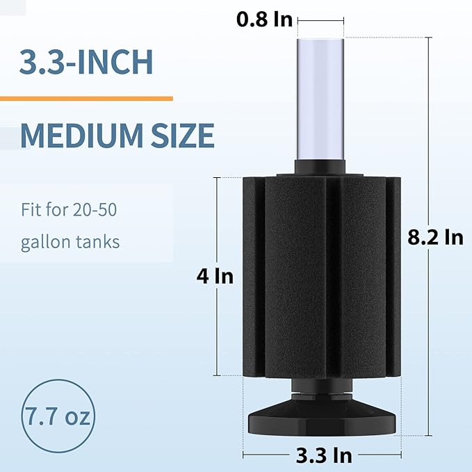 Pawfly Large Aquarium Bio Sponge Filter Quiet Betta Fry Shrimp and Small Fish Foam Filter for Fish Tank up to 50 Gallon, 4 Pack