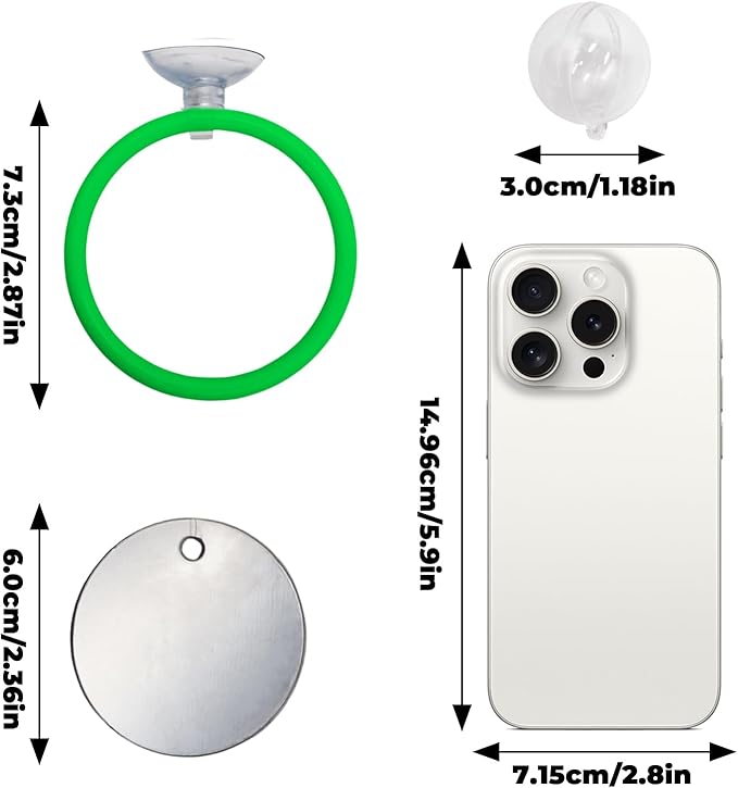 Beta Fish Aquariums Accessories, 1 Fish Mirror with Floating Ball & 2 Exercise Training Ring Toys, Fish Feeding Ring, Betta Fish Toys Set for Tank, Enrichment Toys for Fish