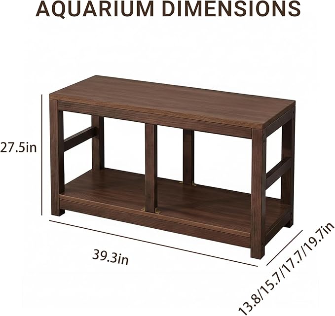 45-55 Gallon Solid Wood Fish Tank Stand, Heavy Duty Aquarium Stand, 660 lbs Load Capacity, Thickened Legs, Easy to Install, L39.3 × W13.8 for Home & Office Aquarium Stands