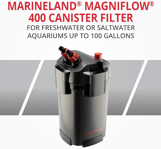 Marineland Magniflow 400 Canister Filter, 1 Count, For Up to 100-Gallon Freshwater or Saltwater Aquariums, Includes Rite-Size T Filter Foam and Polishing Filter Pads, Premium Activated Carbon Bags