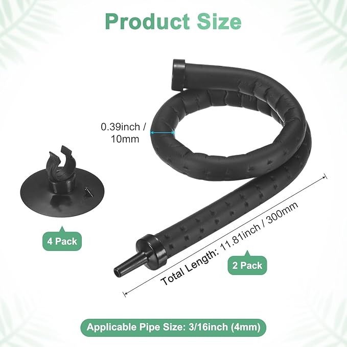 M METERXITY Air Stone for Aquarium Fish Tank, 11.81 Inch Rubber Pipe Bubble Diffuser with Suction Cup for Hydroponics/Aquaculture, Oxygen Diffuser Bar Bubble Wall Decorations