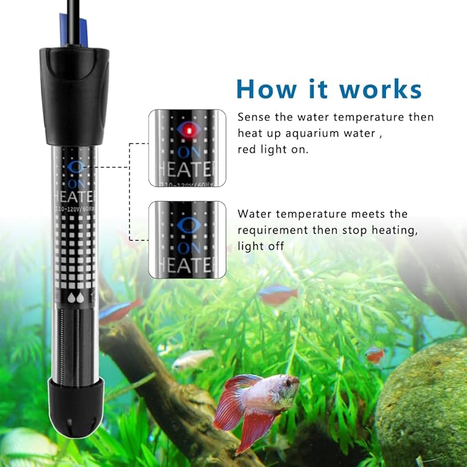 DOMICA 25W Adjustable Aquarium Heater, Submersible Water Heater for Small Fish Tank (3-8 gallons) with Free Thermometer Sticker
