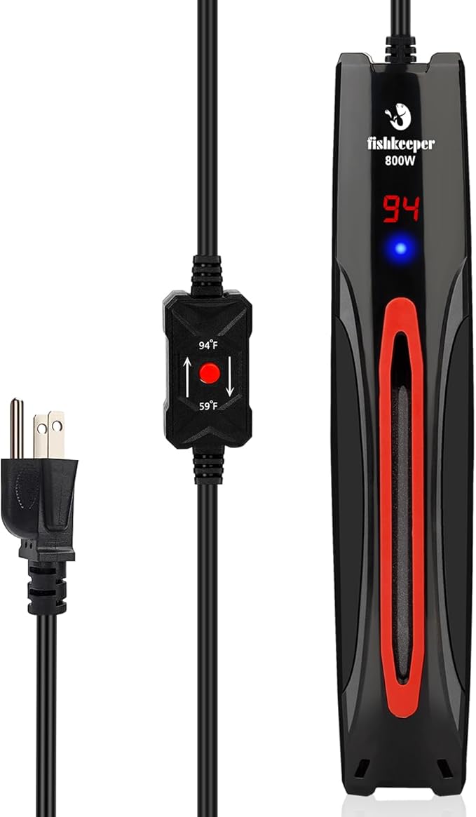 fishkeeper 800W Adjustable Submersible Aquarium Heater - PID Electronic Smart Thermostat Fish Tank Heater with Out-of-Water/Run-Dry/Overheat/Low-Temp Safrty Protection for 40-220 Gallon Fish Tanks