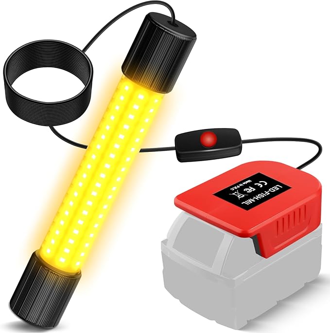 Underwater Fishing Warm Light Compatible with Milwaukee M18 Battery,1300 Lumens, LED Light for IP68 Waterproof Submersible Fish Attracting Light, Night Fishing Light (No Battery)
