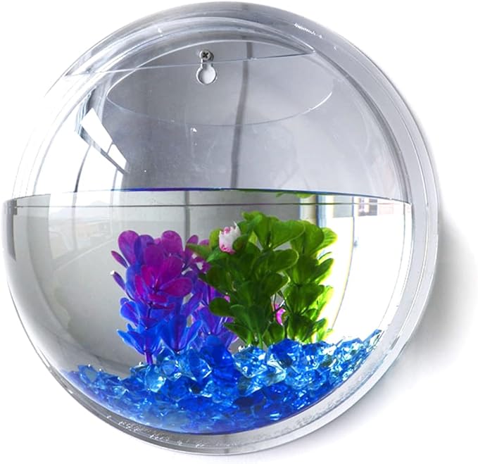 YUHOME Home Decoration Wall Mount Fish Tanks Goldfish Bowl Acrylic Hanging Aquariums Flowerpot Flower Vase, 150mm diameter & type 1