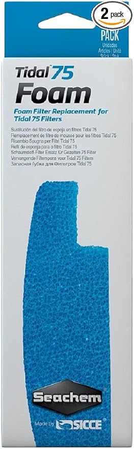 Seachem Foam Filter Sponge Replacement - Foam Tidal 75 Filter 2 Pack