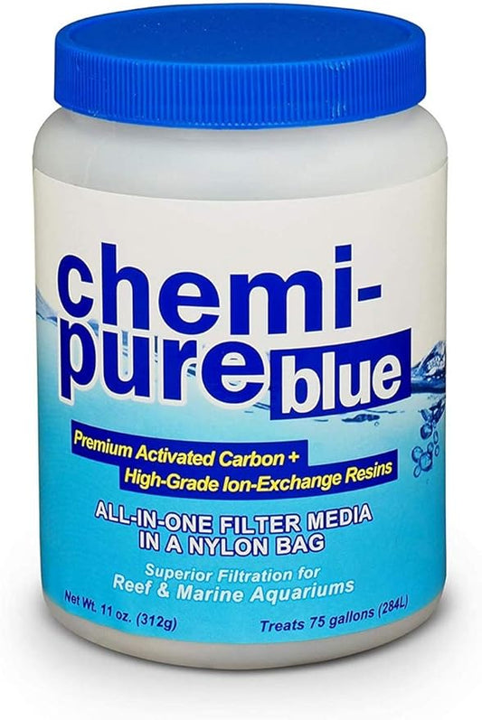 Boyd Chemi‑Pure Blue 11 oz Aquarium Filtration Media Premium Extruded Carbon + Ion‑Exchange Resins in Nylon Bag Clears Toxins, Phosphates & Metals