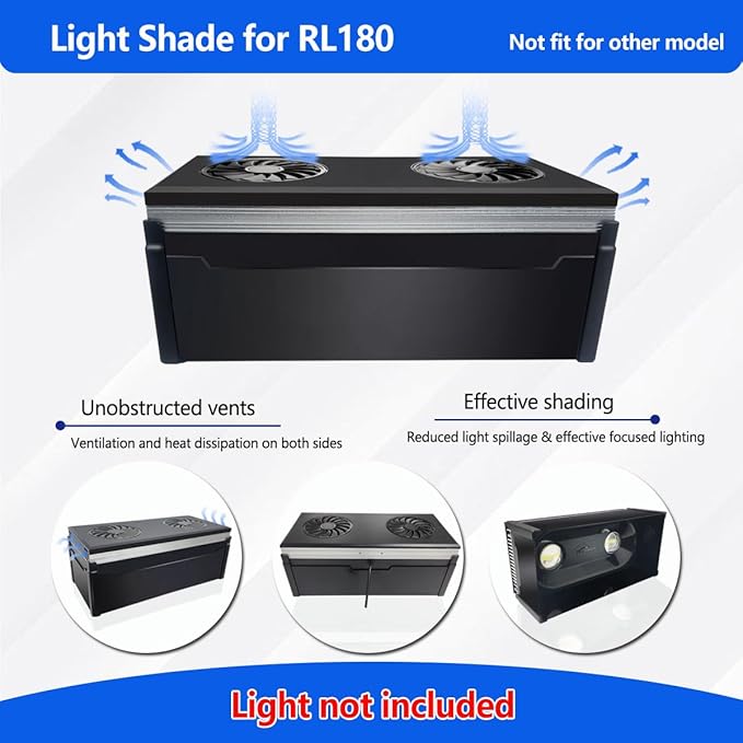 PopBloom Reef Aquarium Led Light Shade and Diffuser for RL180 LED Aquarium Light Marine Reef Coral Tank LED Saltwater Reef Aquarium Light Shade