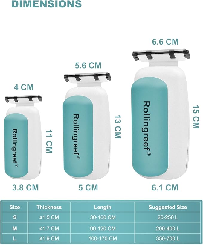 Aquarium Glass Cleaner, Algae Scraper for Aquarium, Fish Tank Magnetic Glass Cleaner, Magnetic Fish Tank Cleaner, Aquarium Glass Cleaner with Two Detachable Scrapers (L)