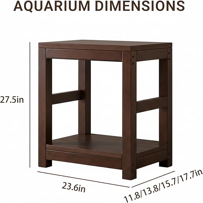 20 Gallon Solid Wood Fish Tank Stand, Heavy Duty Aquarium Stand, 660 lbs Load Capacity, Thickened Legs, Easy to Install, L23.6 × W15.7 for Home & Office Aquarium Stands
