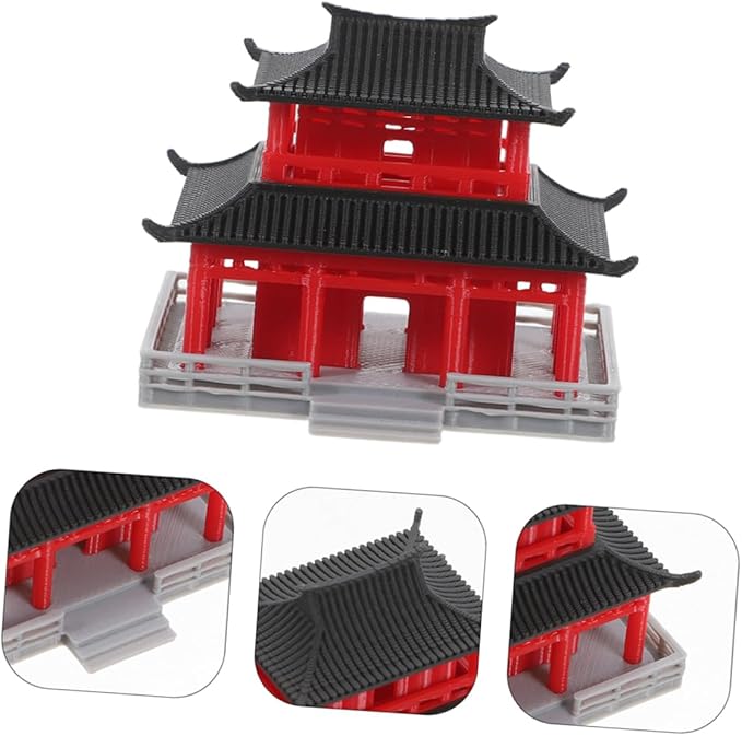 POPETPOP Miniature Chinese Pavilion Figurine for Landscape Decoration Adornment for Aquariums and Bonsai Gardens