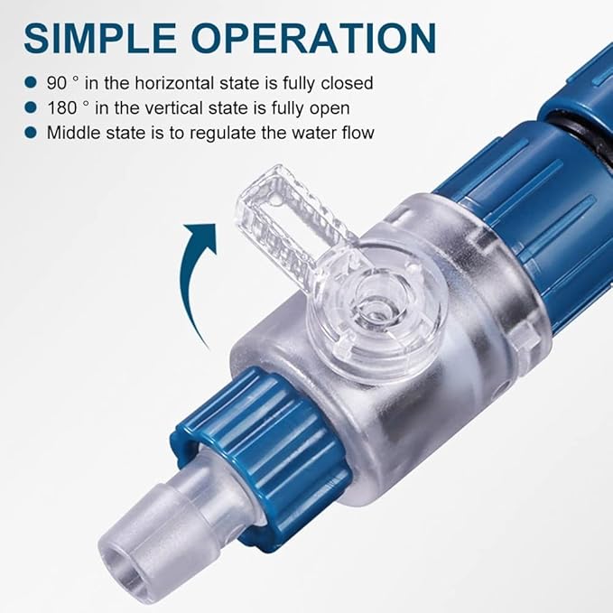 MiOYOOW Aquarium Hose Valve, Fish Tank Hose Connector Fishbowl Water Flow Control Valve with Quick Release Handle for Aquariums Fish Tanks