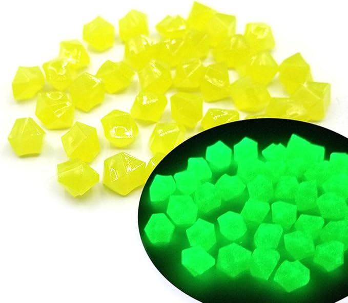 300pcs Luminous Stones 14mm Fish Tanks Artificial Stone Aquarium Decoration For Indoor Outdoor Garden Yard Decor Luminous Stones For Garden, Yellow