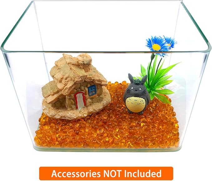 Glass Stones, 1Lb/460g Irregular Sea Glass Pebbles Non-Toxic Artificial Crystal Stones for Vase Filler/Aquarium Decoration/Gems Displaying/Wishing Bottle Making, Orange