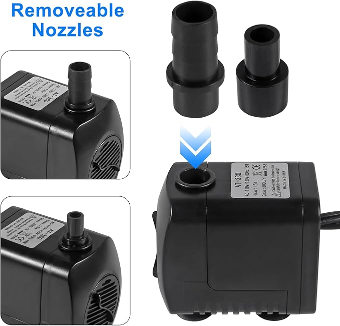 Submersible Water Fountain Pump 15W with LED Lights Aquarium Fish Tank Water Pump 260GPH for Aquarium Pond Statuary Gardens Water Feature Outdoor Fountain