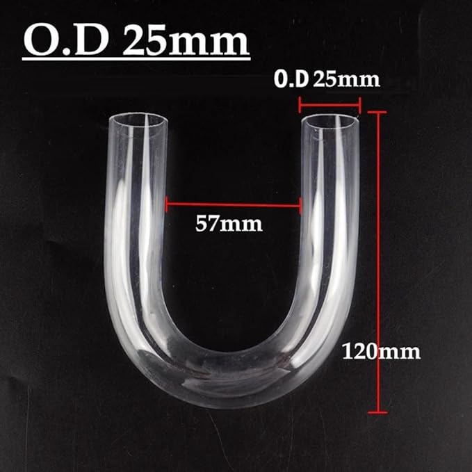 MOZTO 1pcs Aquarium Transparent U-Tube Acrylic Pipe Fittings Elbow Connector Fish Tank U-Shape Air Tube Fittings, for Garden Water Connectors O.D 20~32mm (Size : O.D 25mm)