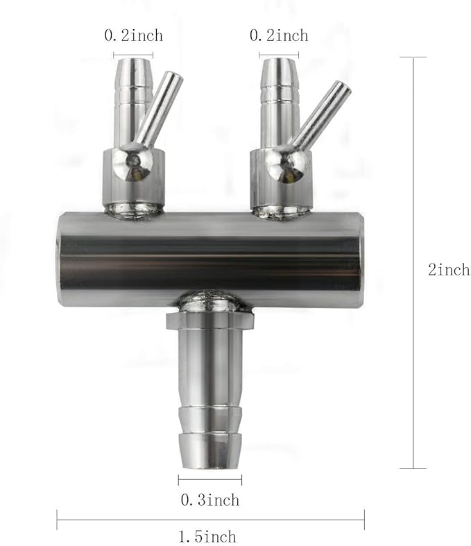 2Pcs 2-Way Air Flow Control Lever Valve with Airline Tubing Connector for Aquarium, Fish Tank