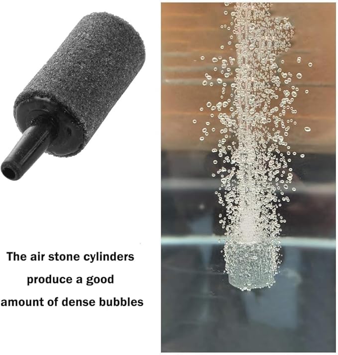1 Inch Air Stone,Aquarium Air Stones, Cylinder Bubble Diffuser Airstone Fish Tank Bubbler Air Pump Accessories for Aquariums Hydroponics Grey (12 Pack)