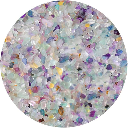 ZHIYUXI Crystal Fluorite Vase Filler, 0.22lbs, Polished Healing Chips for Decoration, Fish Tank Gravel, Succulent Plants, Home Decor