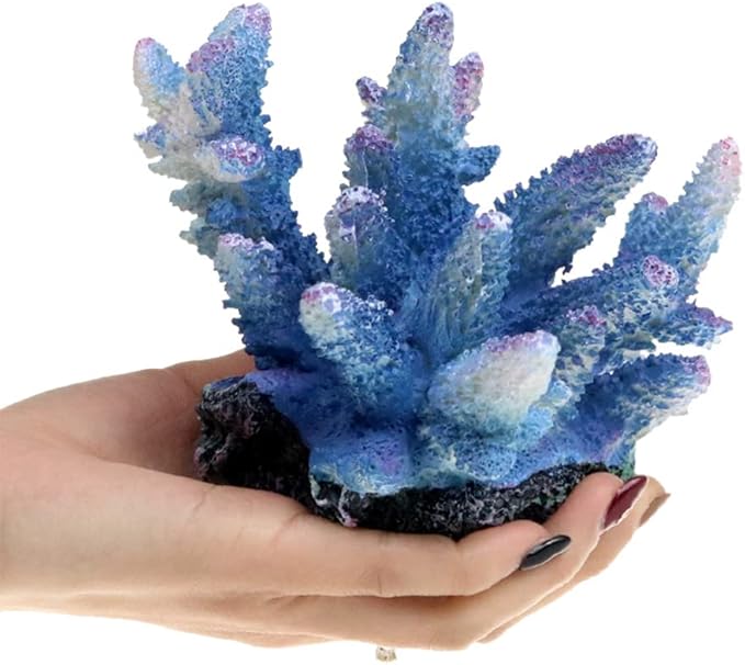 Artificial Coral Lifelike Aquarium Reef Fish Tank Landscaping Ornament for Aquarium Decoration 1PCS (Blue)