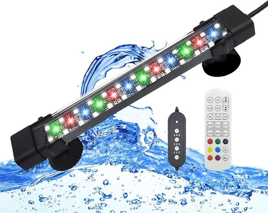 Submersible Aquarium Lights for Fish Tank,24/7 Cycle Fish Tank Light with Timer,Adjustable Brightness,8 Colors,Underwater Full Spectrum LED Aquarium Decor Plant Light,19.7'' for 29gallon Fish