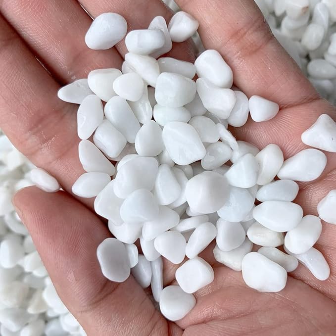 Natural Polished White Pebbles 3/8", No Dust Gravel Size Mini River Rocks Stone for Potted Plants, Succulents, Aquarium, Fairy Garden, Miniature Landscapes Decoration (2.9 LB, White)